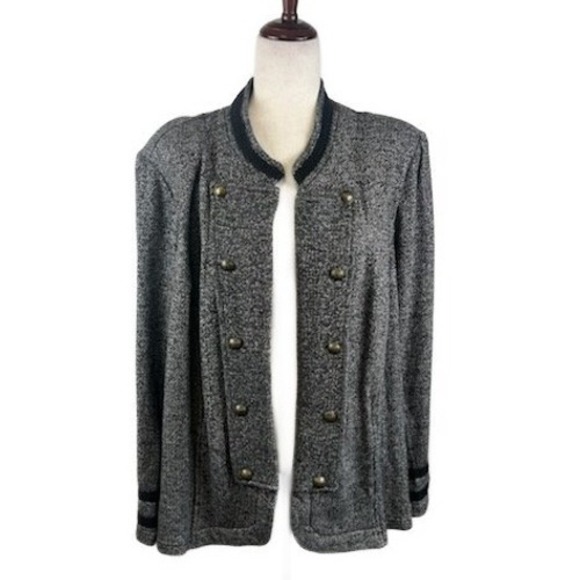New Tommy Hilfiger Women's Band Jacket Military Style Button Front Gray Size 3X - Picture 1 of 6